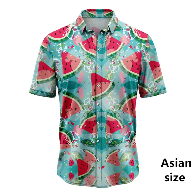 Fashion Fruit Watermelon Graphic 3D Printed Men Women Hawaiian Shirt Summer Street Short Sleeve Casual Button Shirts Men Clothes