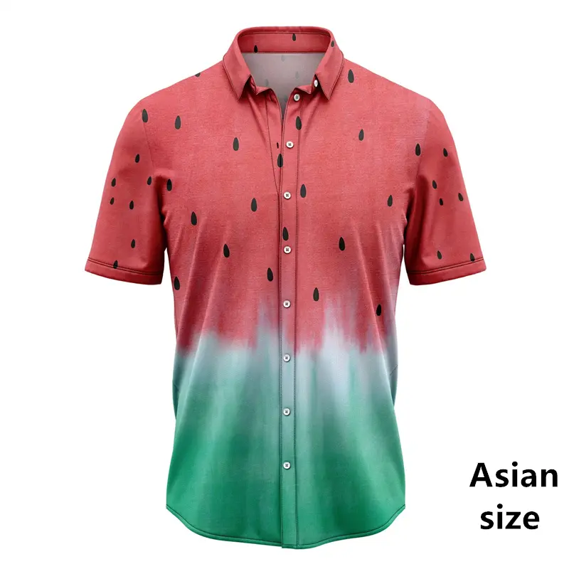 Fashion Fruit Watermelon Graphic 3D Printed Men Women Hawaiian Shirt Summer Street Short Sleeve Casual Button Shirts Men Clothes