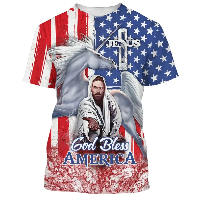 Jesus Christ Cross 3D Print T-Shirts Men Women Casual Fashion Streetwear Oversized O-Neck T Shirt Kids Tees Tops Y2k Men Clothes
