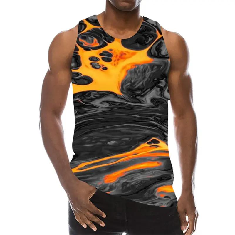3D Gradient Tie-dye Graffiti Men's Tank Tops Summer Error Bloody Eye Print Sleeveless T-shirt Loose Casual  Sports Male Vest