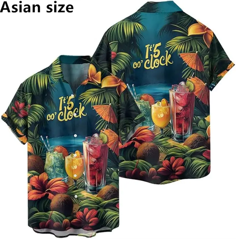 New Men's Shirts Parrot 3d Print Shirts Men Fashion Hawaiian Beach Shirt Beach Blouses Short Sleeve Unisex Vacation Lapel Shirt