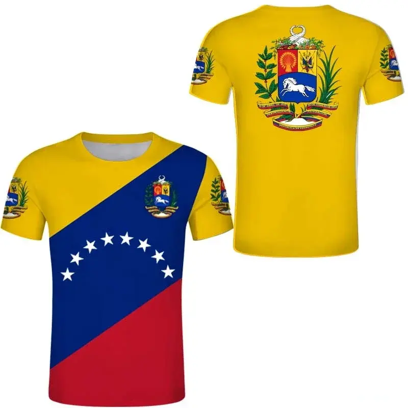 Summer Men's T-shirt Women's T-shirt Venezuela National Flag And Emblem 3D Printed Tops High-quality Clothing For Men And Women
