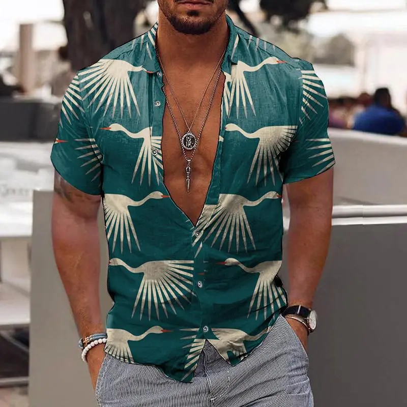3D Print Elegant Flower Hawaiian Shirt Men Y2k Clothing Women Vacation Daily Party High Quality Blouse Fashion Button Top Tees
