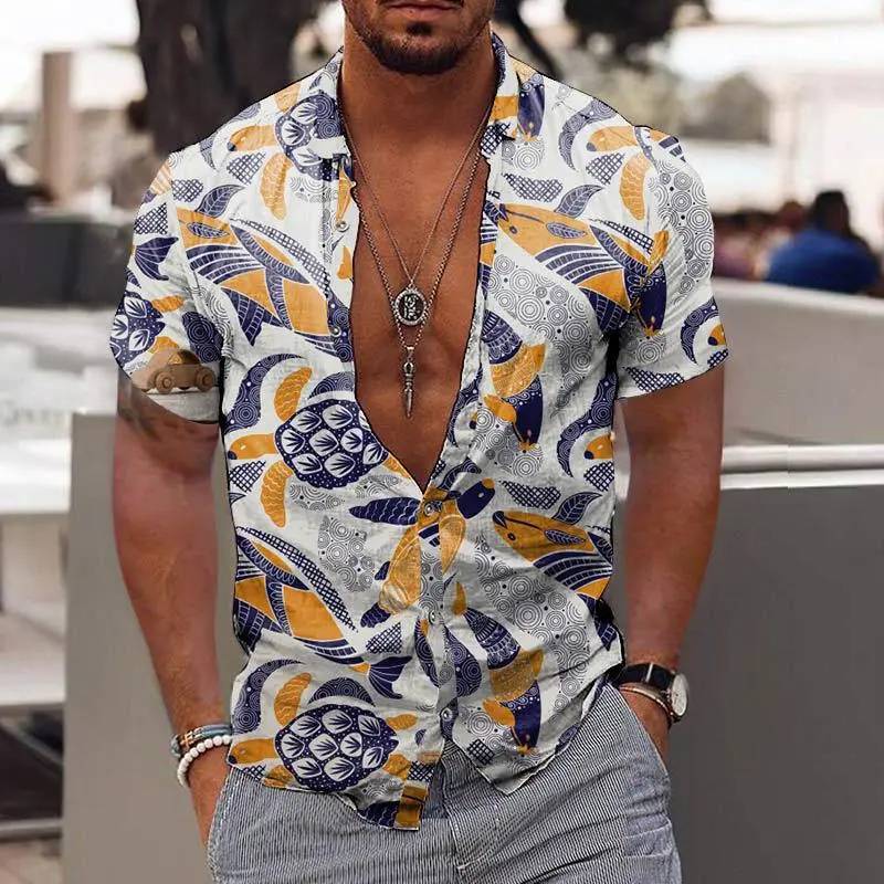 3D Print Elegant Flower Hawaiian Shirt Men Y2k Clothing Women Vacation Daily Party High Quality Blouse Fashion Button Top Tees