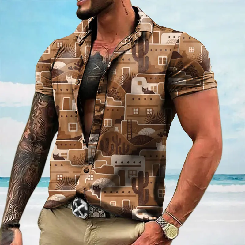 3D Print Elegant Flower Hawaiian Shirt Men Y2k Clothing Women Vacation Daily Party High Quality Blouse Fashion Button Top Tees