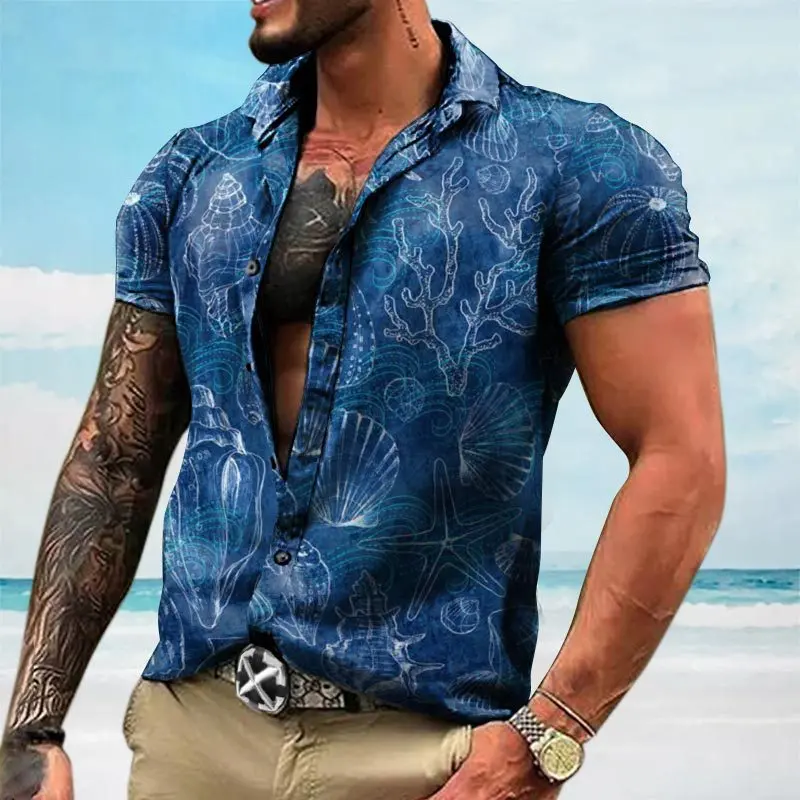 3D Print Elegant Flower Hawaiian Shirt Men Y2k Clothing Women Vacation Daily Party High Quality Blouse Fashion Button Top Tees