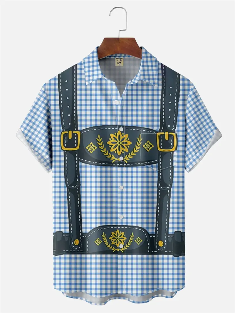 New Classic 3D Print Costume Oktoberfest Shirts For Men Women Funny Fashion Short Sleeve Hawaiian Shirt Cosplay Unisex Party Top