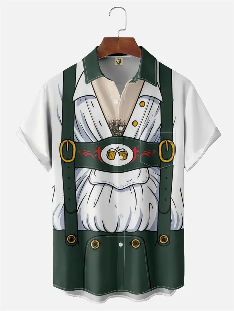 New Classic 3D Print Costume Oktoberfest Shirts For Men Women Funny Fashion Short Sleeve Hawaiian Shirt Cosplay Unisex Party Top