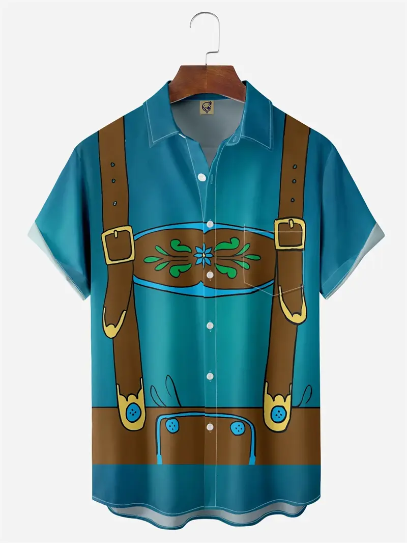 New Classic 3D Print Costume Oktoberfest Shirts For Men Women Funny Fashion Short Sleeve Hawaiian Shirt Cosplay Unisex Party Top