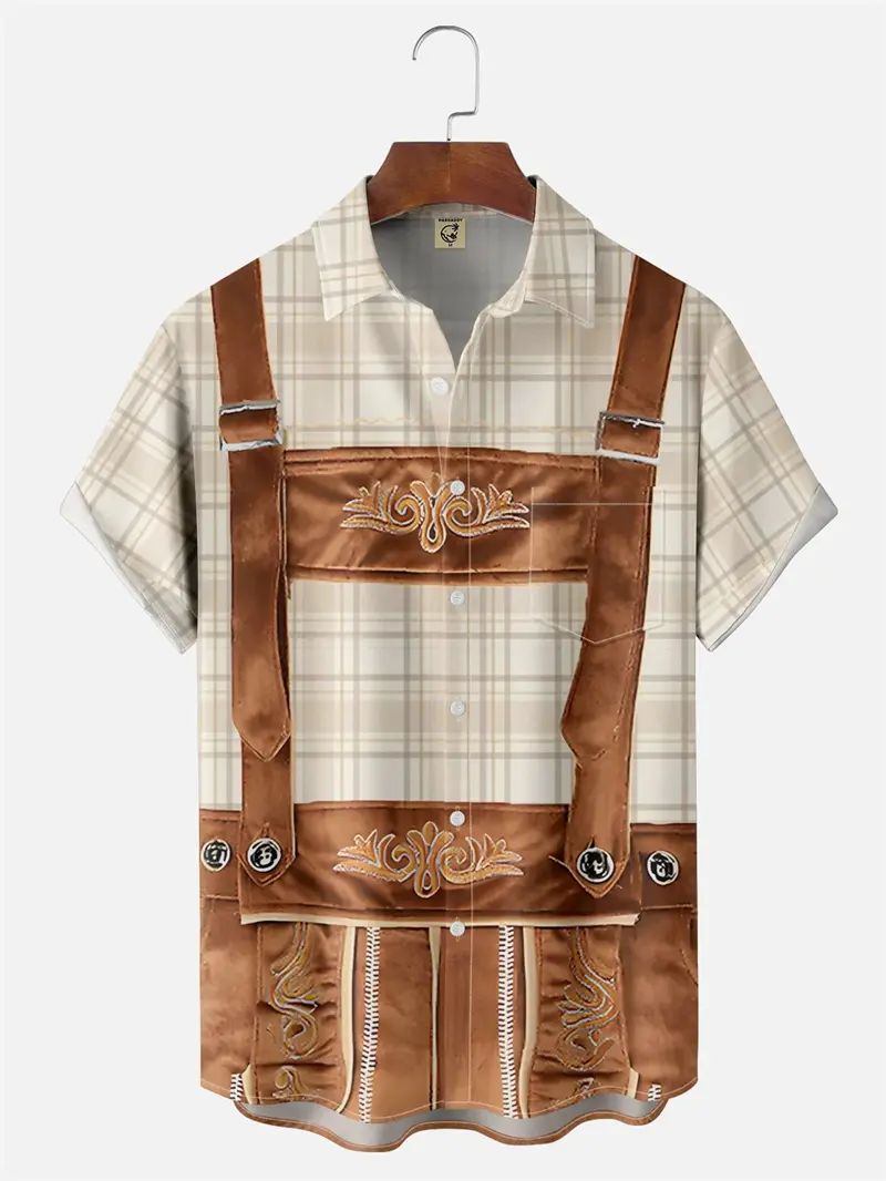 New Classic 3D Print Costume Oktoberfest Shirts For Men Women Funny Fashion Short Sleeve Hawaiian Shirt Cosplay Unisex Party Top