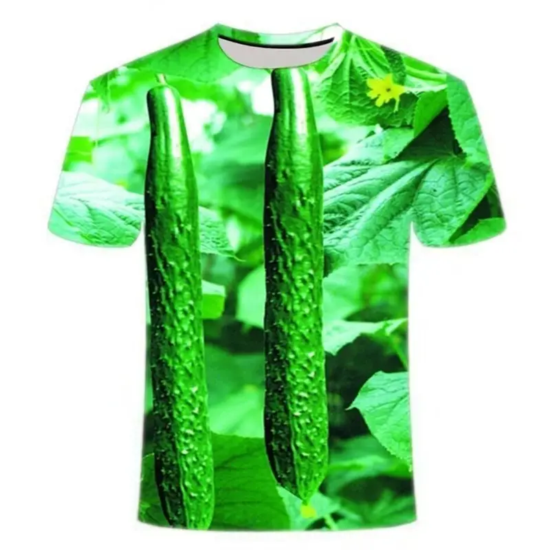 Funny Vegetables Cucumber 3d Print Graphic T Shirts Y2k Mens Designer Clothes Women Kids Personality Creative Casual O-neck Tops