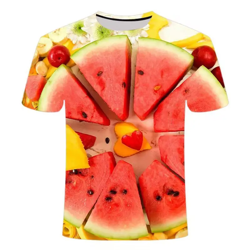 Fruit Watermelon 3D Print T-shirt T Shirts Men Woman New Fashion O-Neck Short Sleeve Streetwear Kids Oversized Harajuku Y2k Tops