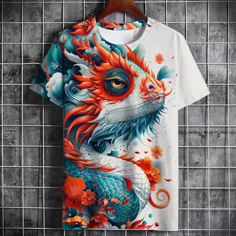 Novelty Lizard Pattern T Shirt Men Summer Fashion 3D Printed Personality Animal Short Sleeve O Neck Casual Harajuku Y2k Kid Tops