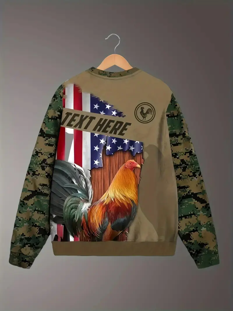 Mens Sweatshirts Fashion Mexico USA Rooster Fight 3D Print Unisex Casual Round Neck Pullover Hip Pop Y2K Tracksuit Streetwear