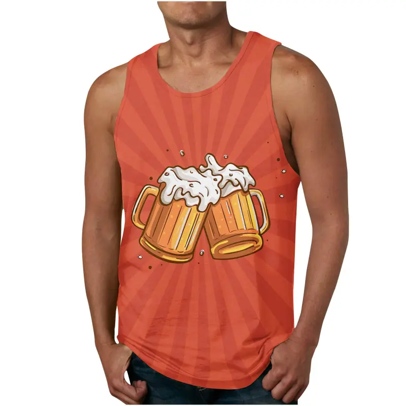 Mens 3D Print Tank Top Summer Casual Novelty Graphic Tees Beer Sleeveless Tshirt Gym Workout Bodybuilding Tank Tops Men Clothing