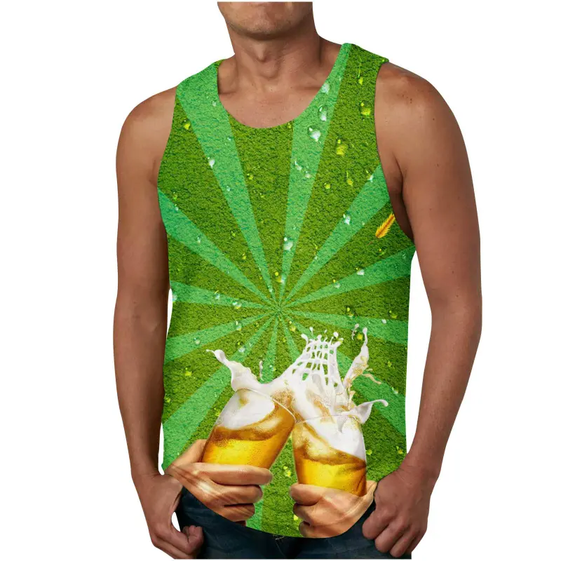 Mens 3D Print Tank Top Summer Casual Novelty Graphic Tees Beer Sleeveless Tshirt Gym Workout Bodybuilding Tank Tops Men Clothing