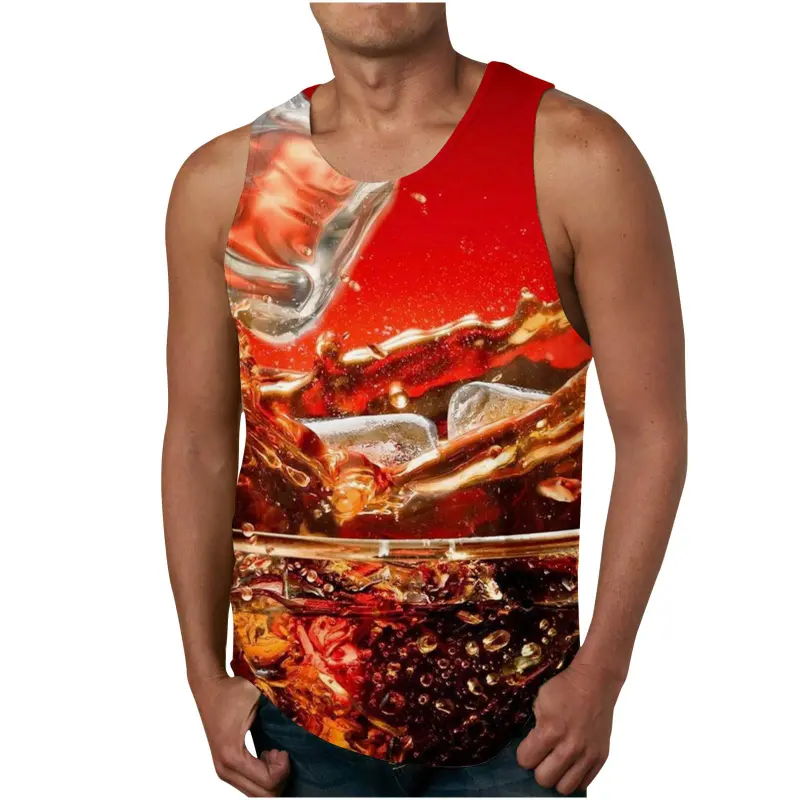 Mens 3D Print Tank Top Summer Casual Novelty Graphic Tees Beer Sleeveless Tshirt Gym Workout Bodybuilding Tank Tops Men Clothing