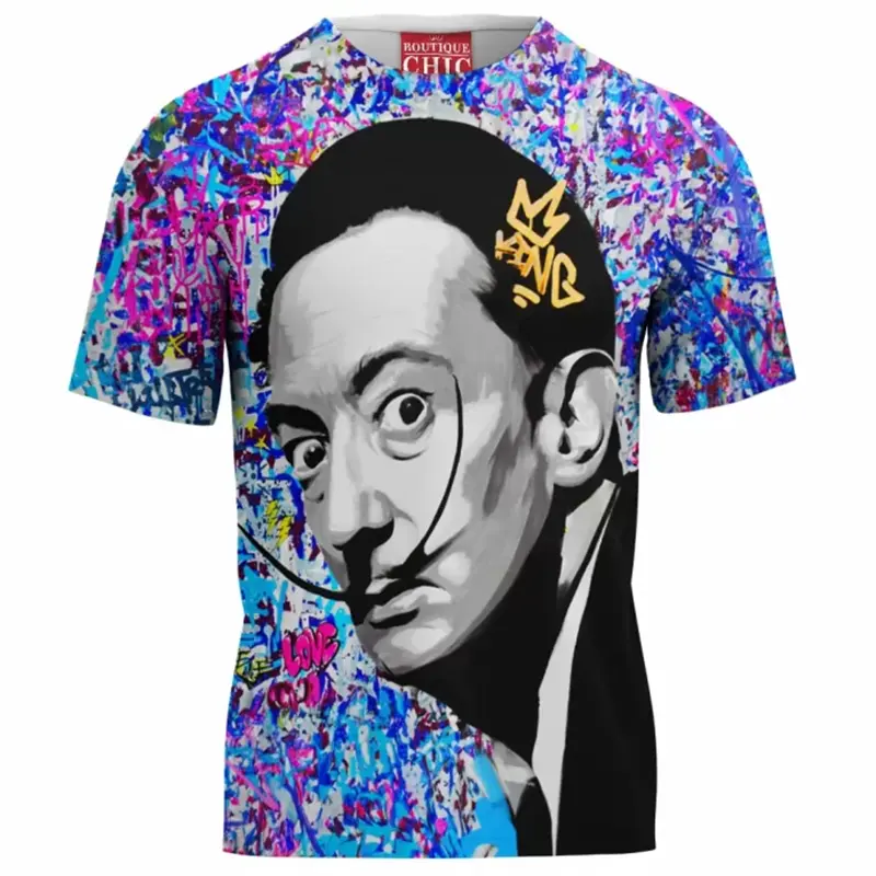Men's T-shirt 3D Printed Salvador Dali T-shirt Funny Men's Shirt Casual Summer Streetwear Clothing Fashion Short Sleeve Tops Tee
