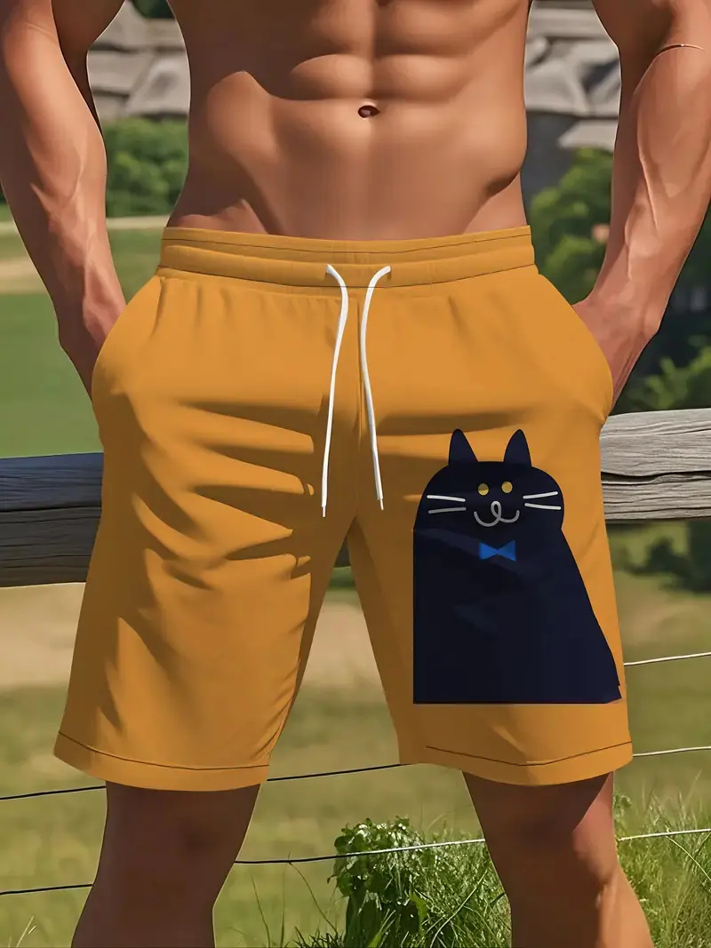 2025 New Black Cat Printed Beach Shorts For Men Women Sports Shorts Fashion Loose Casual Summer Quick Dry Y2k Swimming Trunks