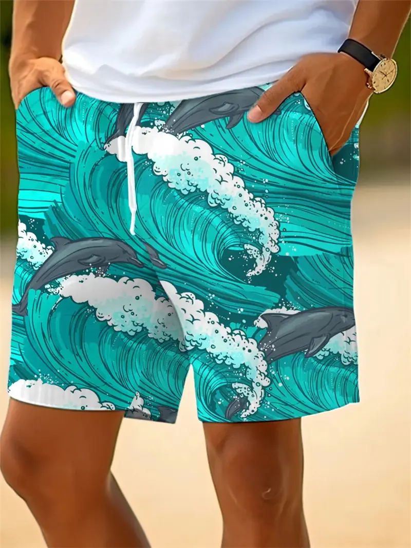 Rainbow Colored Pattern 3D Printed Mens Swimming Trunks Quick Dry Beach Board Shorts Swimwear Suits Summer Vacation Shorts New