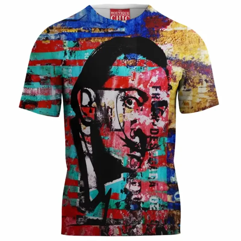Men's T-shirt 3D Printed Salvador Dali T-shirt Funny Men's Shirt Casual Summer Streetwear Clothing Fashion Short Sleeve Tops Tee