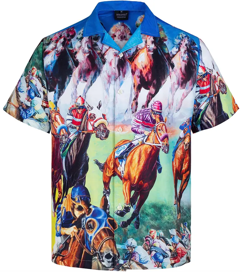 Men's Horse Riding 3D Print Shirts For Men Casual Shirt Unisex Breathable Fashion Hawaii Beach Blouse Tops Streetwear Baggy Tees