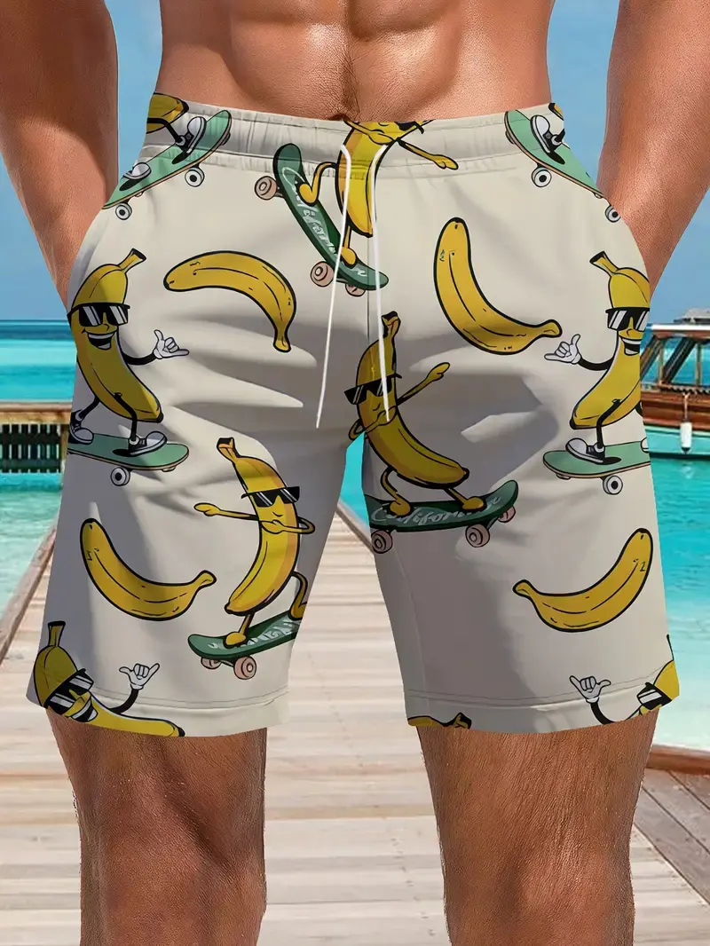 New Funny Fruit Banana Graphic Beach Shorts Men 3d Print  Short Pants Women Outdoor Sports Surf Board Swim Trunks Quick Drying