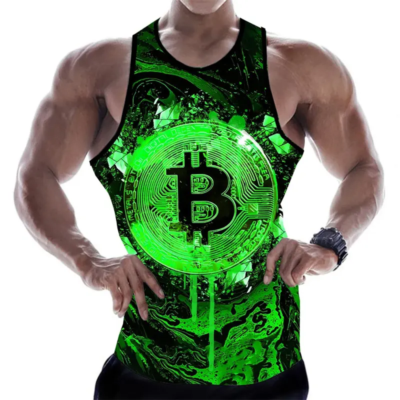 Man Tank Tops 3D Bitcoin Printing Vest Summer Fashion And Leisure O Neck Male Clothing Bodybuilding Singlets Fitness Vest 2024