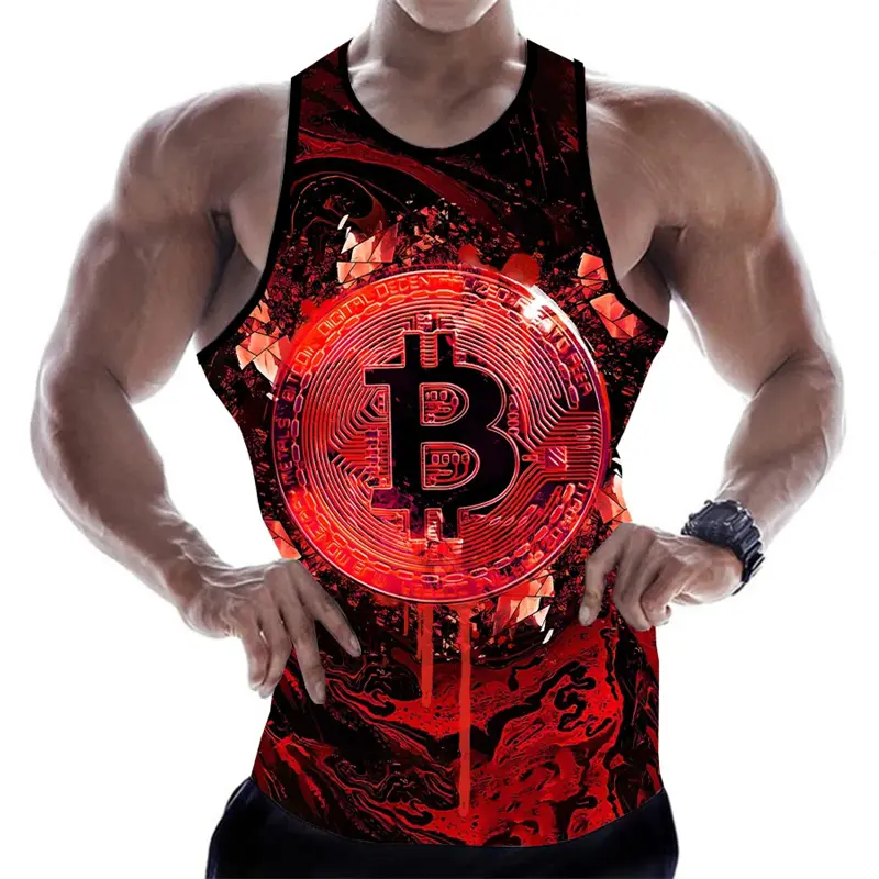 Man Tank Tops 3D Bitcoin Printing Vest Summer Fashion And Leisure O Neck Male Clothing Bodybuilding Singlets Fitness Vest 2024