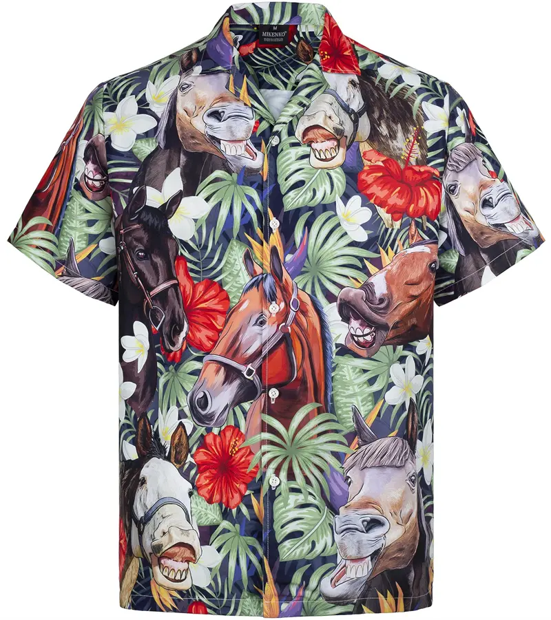 Men's Horse Riding 3D Print Shirts For Men Casual Shirt Unisex Breathable Fashion Hawaii Beach Blouse Tops Streetwear Baggy Tees