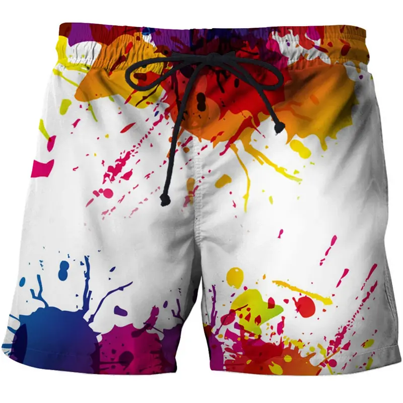 New Mens Rainbow Shorts Summer Casual Breathable 3D Graffity Beach Shorts Kids Comfortable Quick Dry Sportwear Swimwear Pants