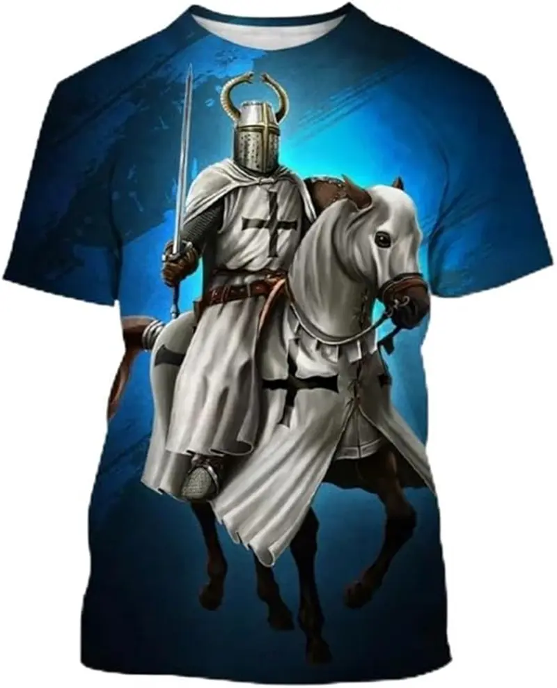 3D Print Knight Templar T-shirt For Men Women Cross Fashion Trendy Cool Short Sleeve O Neck T-shirt Unisex Jesus Christian Tees