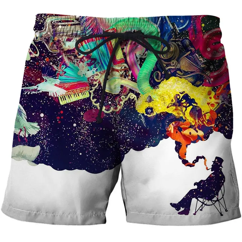 New Mens Rainbow Shorts Summer Casual Breathable 3D Graffity Beach Shorts Kids Comfortable Quick Dry Sportwear Swimwear Pants