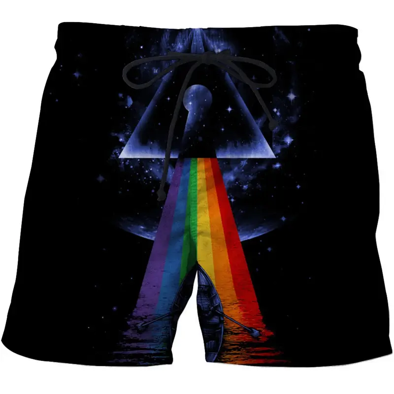 New Mens Rainbow Shorts Summer Casual Breathable 3D Graffity Beach Shorts Kids Comfortable Quick Dry Sportwear Swimwear Pants