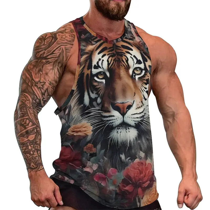 Newest Fashion Tiger Lion 3D Print Men's Tank Tops Casual Hip Hop Graphic Streetwear Fitness Tops Men Summer Sleeveless Shirts