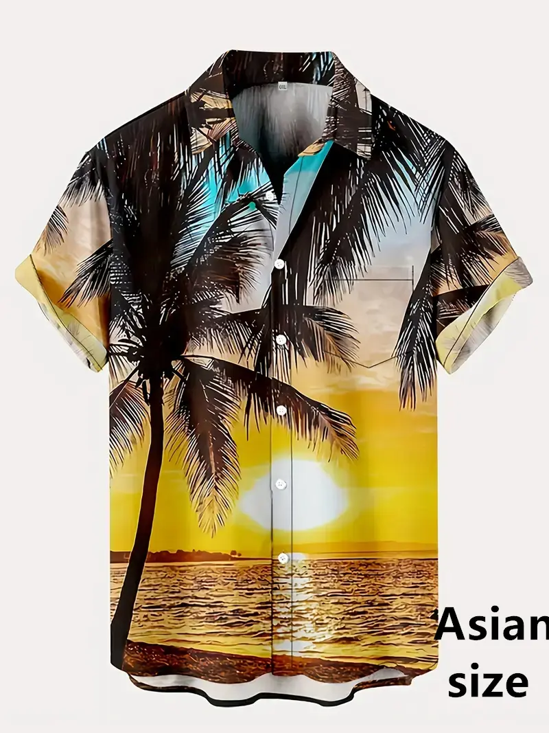 Neon Psychedelic Coconut Tree Printed Hawaiian Shirt For Men Women Summer Street Walk Tourist Beach Short Sleeve Button Shirts