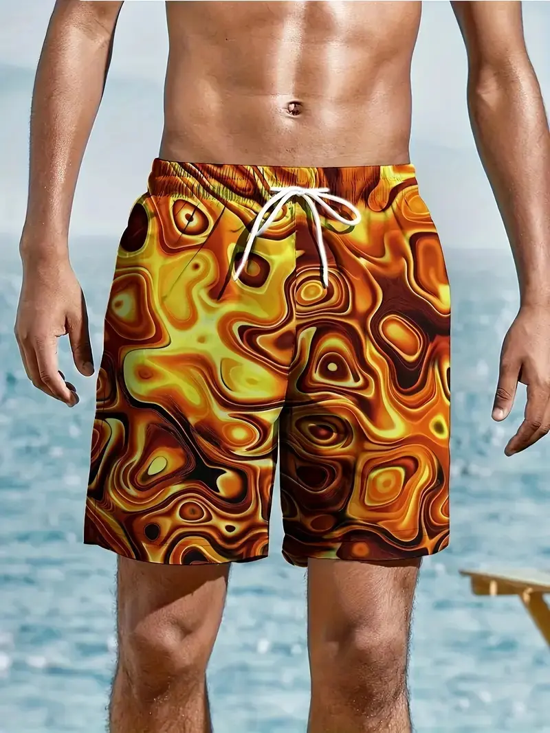Psychedelic Pattern 3d Printed Shorts For Men's Trendy Personality Short Pants Colorful Male Summer Swim Short Quick Drying New