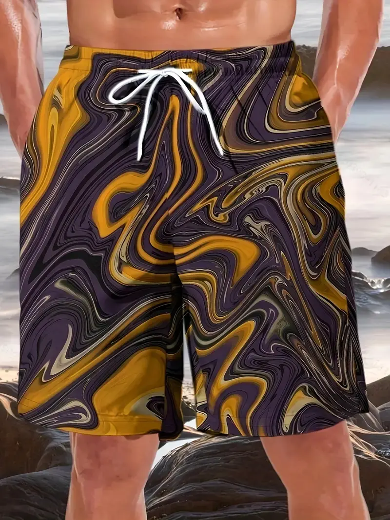 Psychedelic Pattern 3d Printed Shorts For Men's Trendy Personality Short Pants Colorful Male Summer Swim Short Quick Drying New