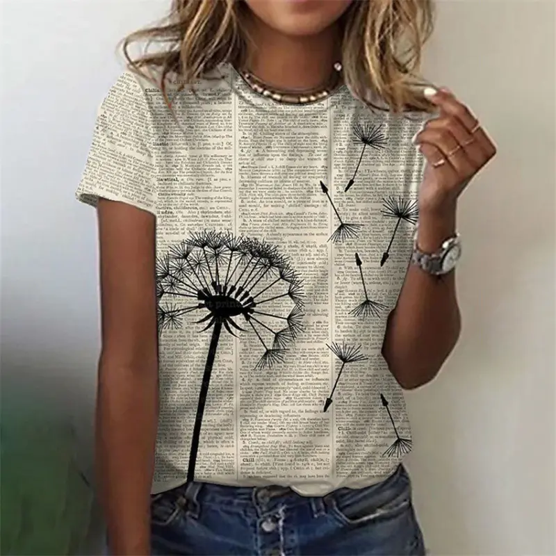 Dandelion 3d Print Cheap Clothes For Woman Female Fashion Loose Y2k Graphic T Shirts Girls Casual Harajuku Street Tshirt Tops