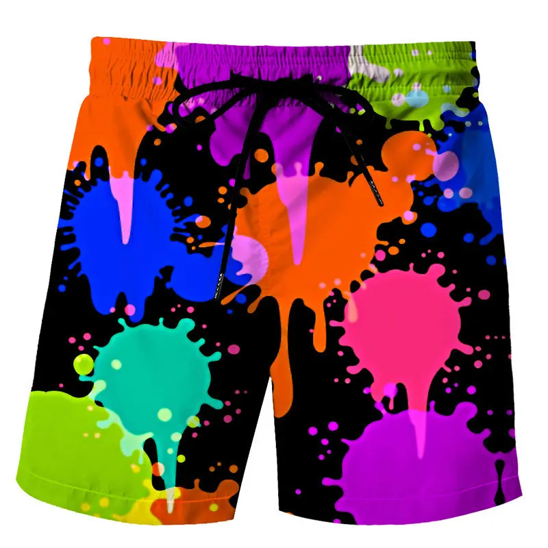 Men's Summer Abstract Graffiti 3D Printed Beach Shorts Women Kids Retro Swim Trunks Summer Breathable Hawaii Fashion Ice Shorts