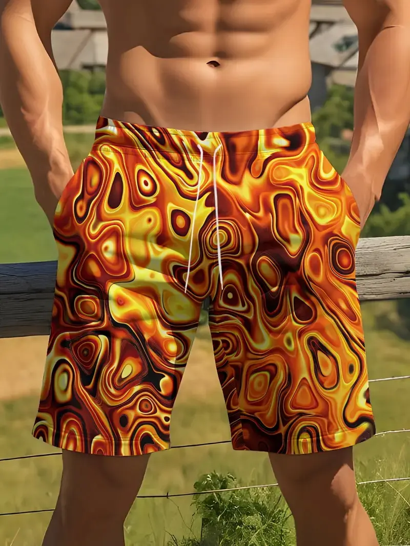 Psychedelic Pattern 3d Printed Shorts For Men's Trendy Personality Short Pants Colorful Male Summer Swim Short Quick Drying New