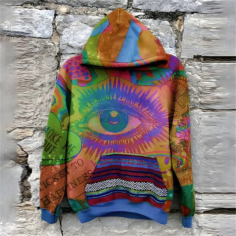 Vintage Men's Hoodies 3D Mysterious Eyes Graphic Printing Sweatshirts Casual Hoodie Autumn Oversized Y2K Harajuku Pullovers New