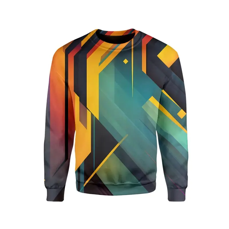 Colorful Geometric Pattern Sweatshirt Men Kids 3d Print Long Sleeve Harajuku Y2k Tops Oversize O-Neck Pullover Casual Men Hoodie