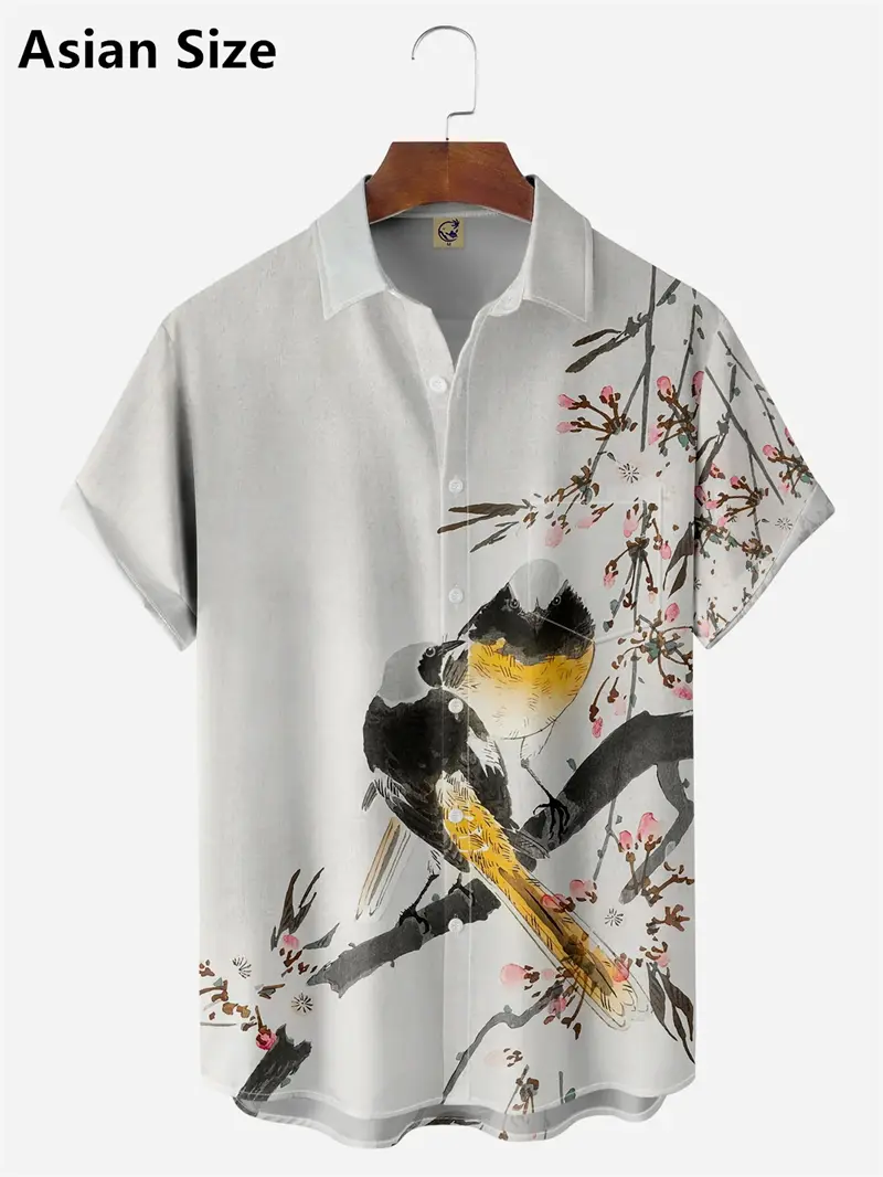 Cherry Blossom Graphic Hawaiian Shirt Men Women 3D Print Aloha Shirts Summer Women Blouses Lapel Short Sleeves Fashion Blouse