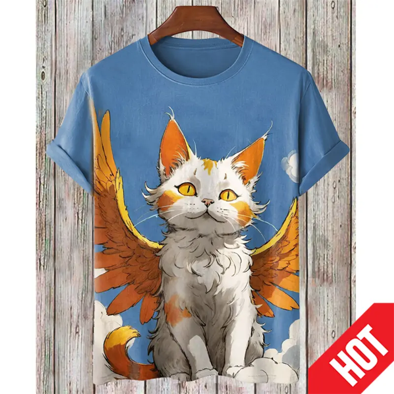 New Fashion Cartoon Cat 3D Print T-shirt Men's And Women's Summer Casual Short-sleeved Cute Round Neck Tops Designer Tshirt