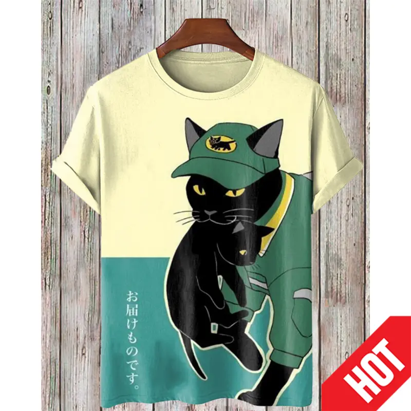 New Fashion Cartoon Cat 3D Print T-shirt Men's And Women's Summer Casual Short-sleeved Cute Round Neck Tops Designer Tshirt