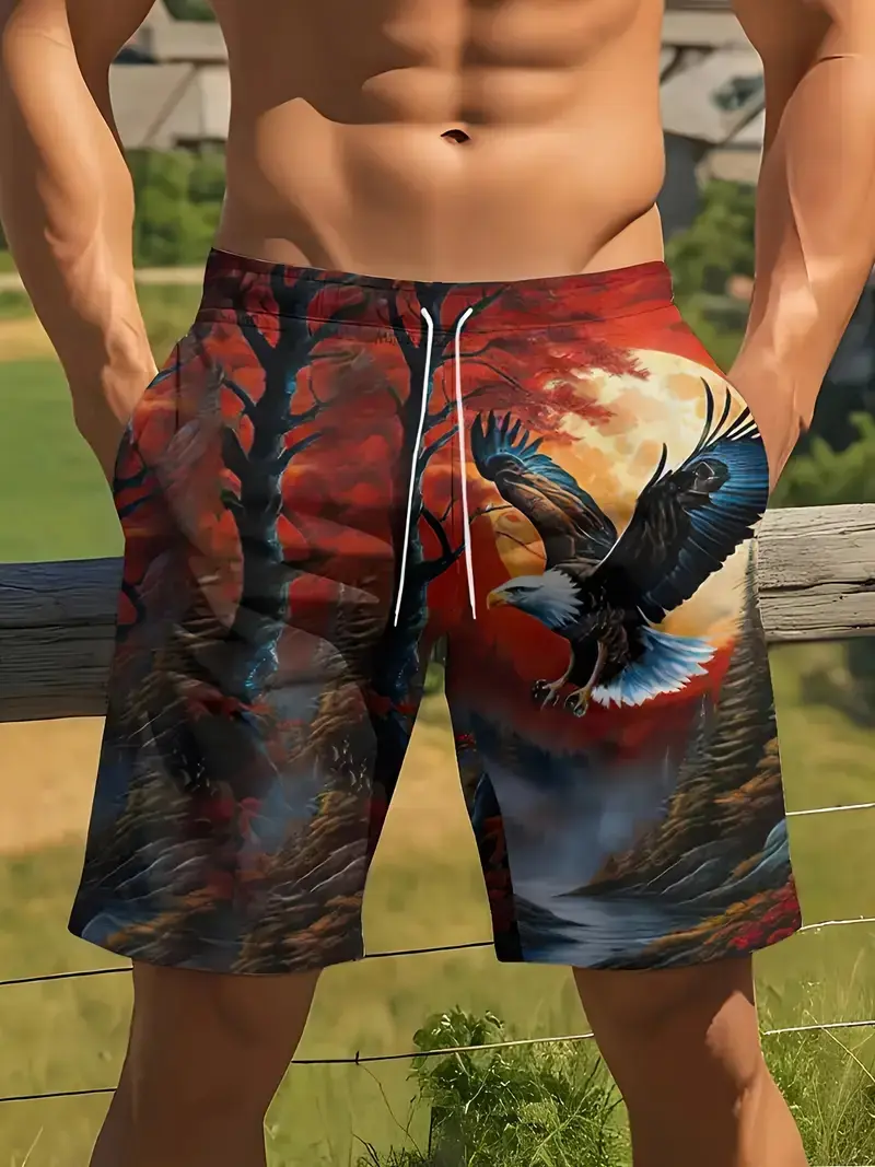 2025 New Men Shorts Summer Hot Sale Eagle 3D Printed Swimming Shorts For Unisex Casual Oversized Fashion Beach Trunks Y2k Men