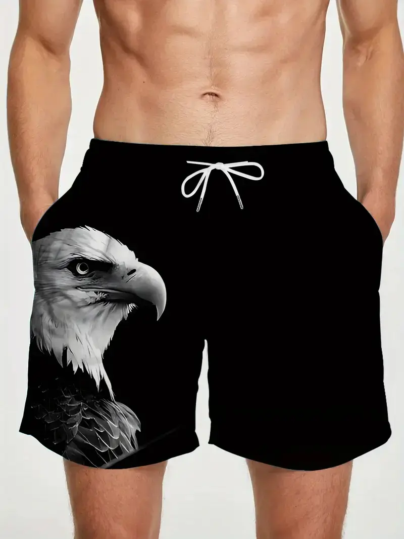 2025 New Men Shorts Summer Hot Sale Eagle 3D Printed Swimming Shorts For Unisex Casual Oversized Fashion Beach Trunks Y2k Men
