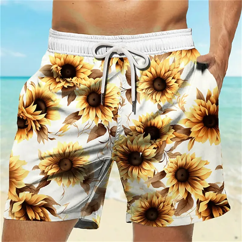 Sunflower 3d Print Beach Shorts For Men And Women Flower Pattern Swimwear Trunks Kid Comfortable Breathable Hawaiian Short Pants
