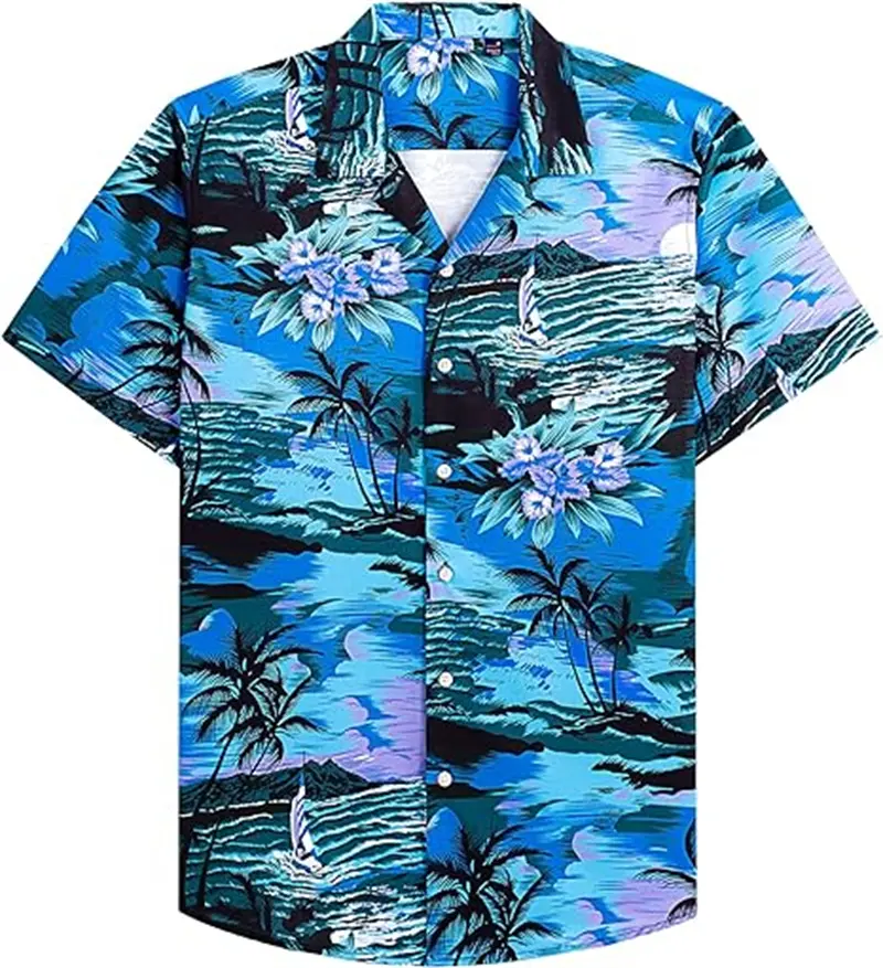 Coconut Tree 3D Print Mens Hawaiian Shirts Gentle Mens Short Sleeve Beach Shirt Vacation Party Lapel Blouse Fashion Clothes Men